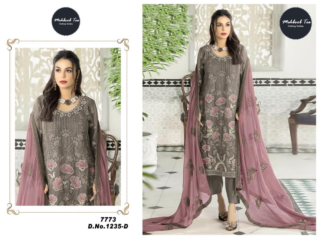 Dn 1235 By Mehboob Tex Georgette Pakistani Salwar Suit Exporters in India
